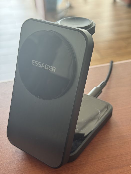 Безпровідна зарядка ESSAGER 3in1 15W Wireless Charger + кабель + блок