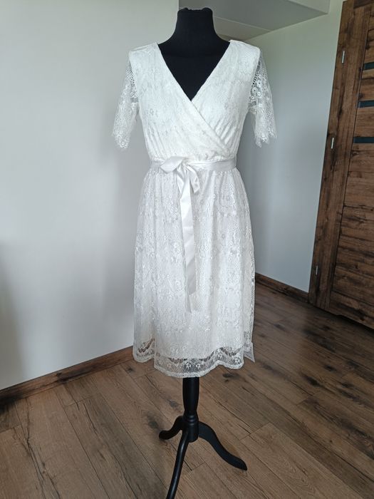 Sukienka ciążowa biała haft Bonprix 36/38