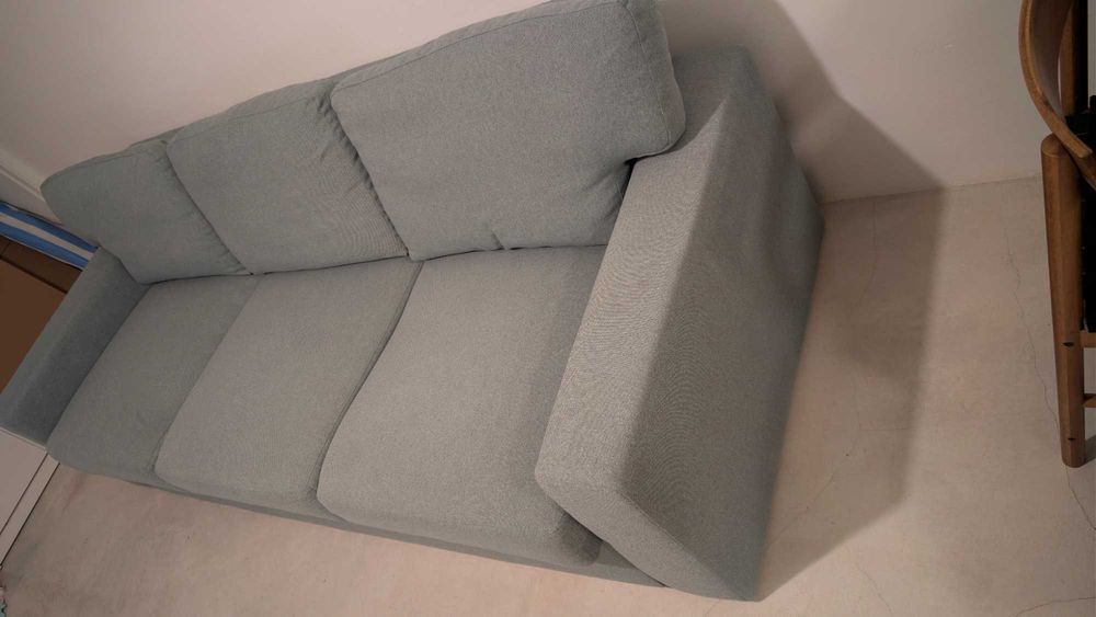 Sofá-cama IKEA BÅRSLÖV 3 lugares, cinzento-turquesa – ótimo estado
