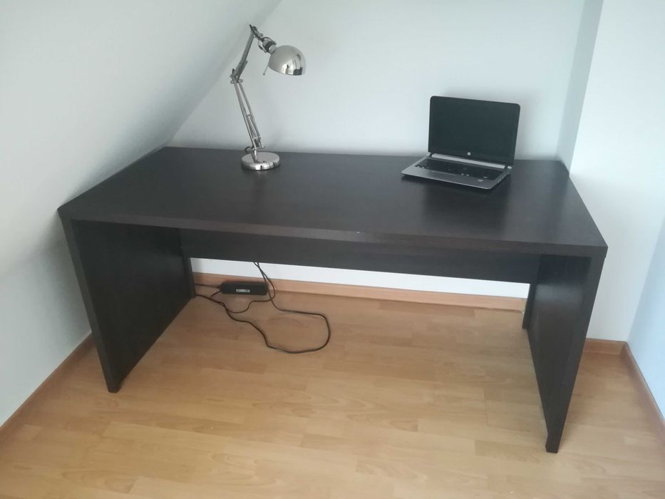 Duże biurko wenge ciemny brąz 160 x 70 cm używane