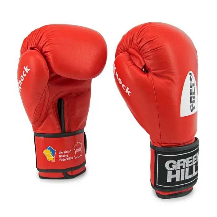 Боксерские перчатки "KNOCK" Green Hill, с печать ФБУ 12унций