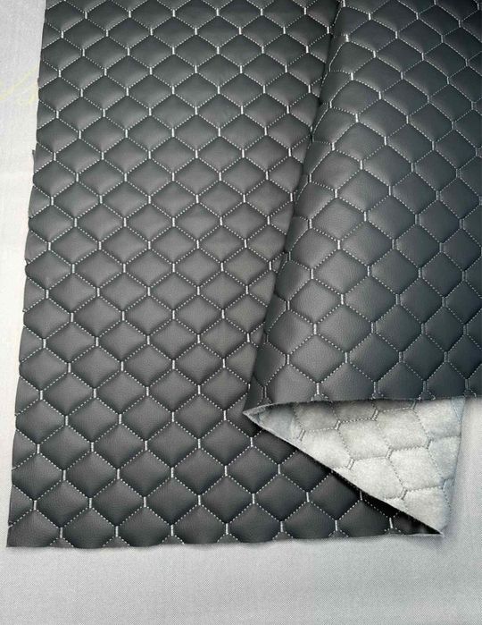 Кожзам кожа экокожа автомобильная ромб прошитый кожзам беж черный