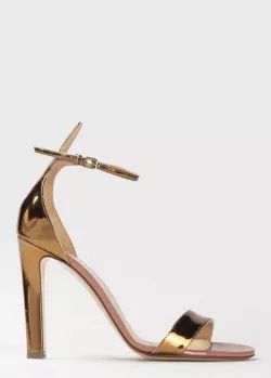 босоніжки на каблуку золоті високий каблук