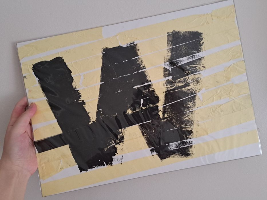 Pintura ilustração de letra W / M - 42,2 x 29,8 cm - NOVO