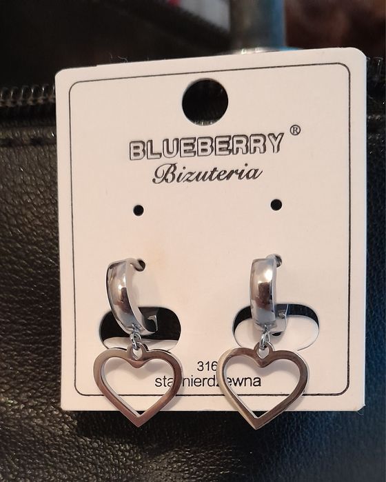 Kolczyki serduszka ze stali nierdzewnej Blueberry