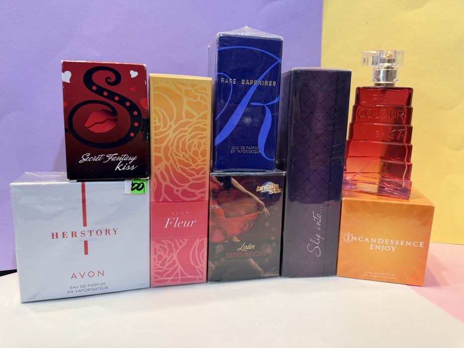 Раритетні аромати avon: Herstory, Secret fantasy kiss, Fleur, Rare Sapphires,Slip into, Incandessence enjoy,Latin sensation