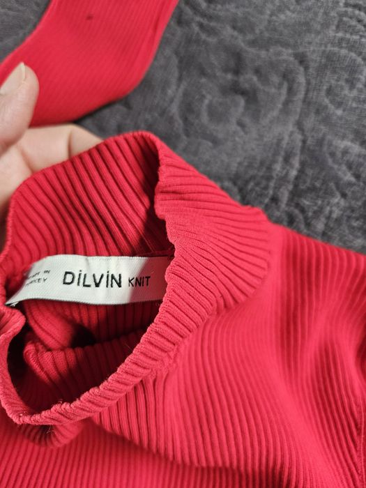 Dilvin knit sweter sweterek golf basic bluzka bluzeczka czerwień
