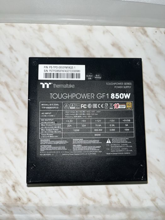Блок живлення 850w Thermaltake toughpower GF1