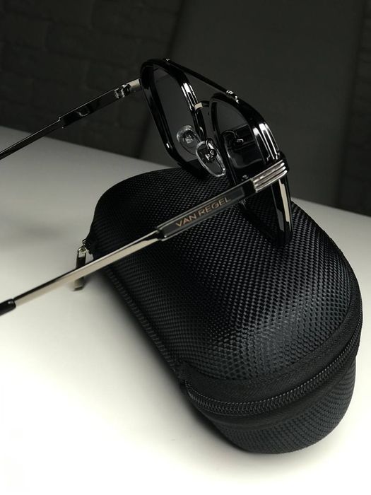 Сонцезахисні окуляри VAN REGEL VR 509 Black Gloss, металева оправа, UV