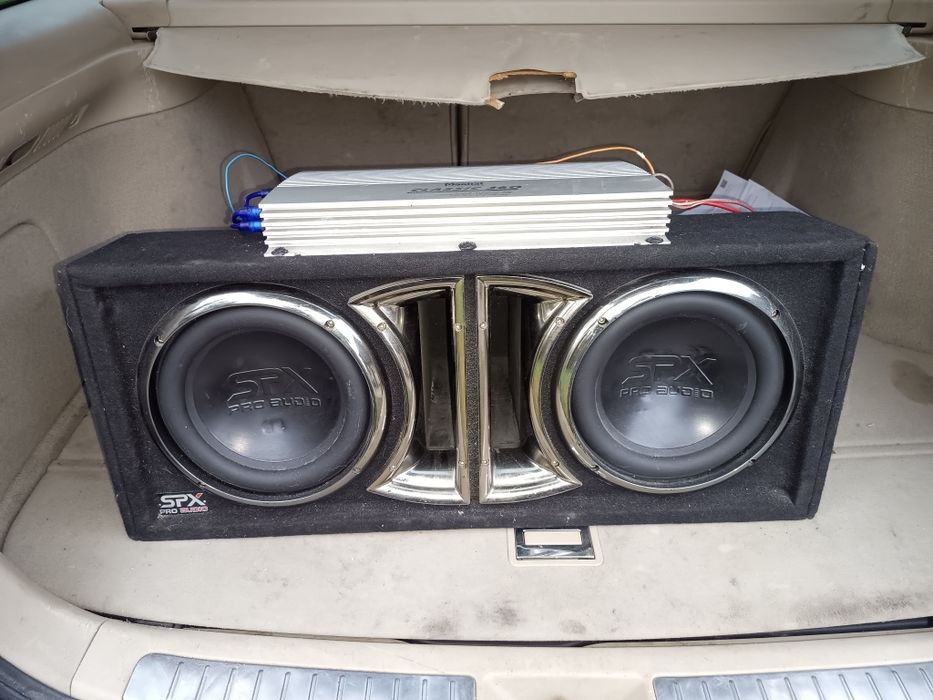 Skrzynia basowa subwoofer tuba SPX pro audio 2x25cm wzmacniacz magnat 4 kanałowy
