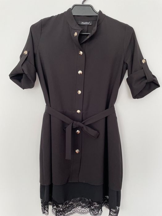 Sukienka czarna rozmiar S M L 36 z koronką ciążowa tunika 38 40