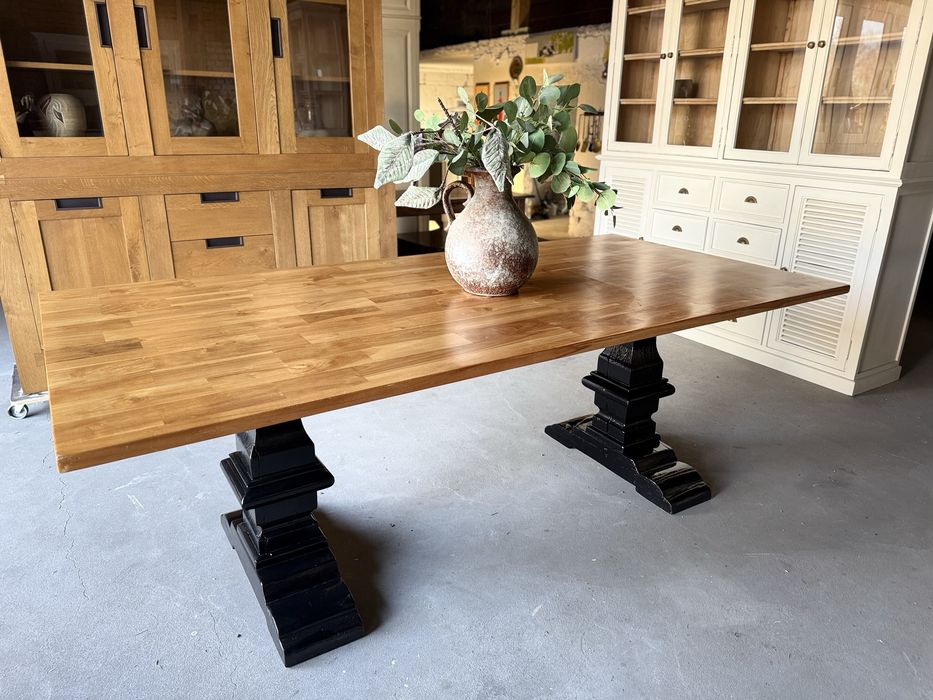 DUŻY Stół klasztorny drewniany TEKOWY loft  kolonialny czarny 225