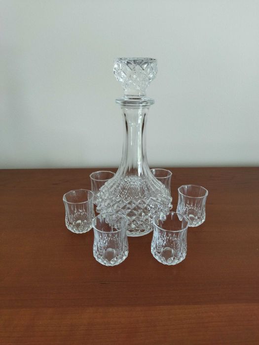 Garrafa de licor e 6 copos, da Cristal d'Arques64740456935426122
