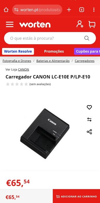 Carregadores LC-E10E e baterias LP-E10
