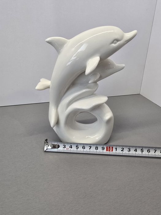 Figurka porcelana Para delfinów