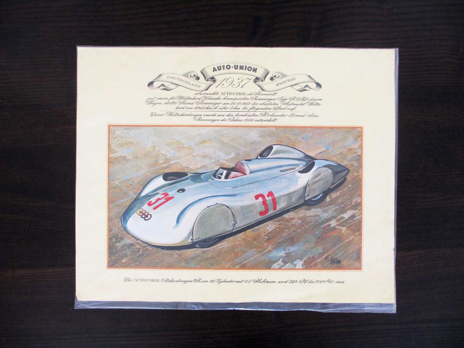 Automóveis clássicos de competição - 10 gravuras