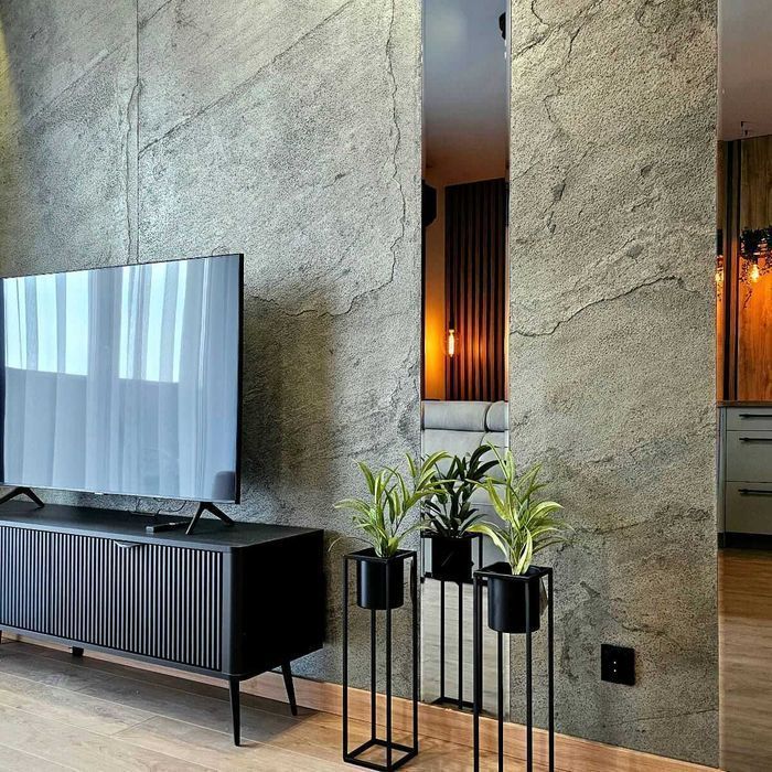 Fornir Kamienny Silver Grey 305x122x0,2 tapeta i 122x61 kamień w rolce forniry kamień w rolce dekoracja kamienna płyta płytka kamienna