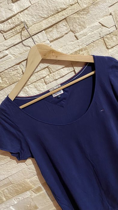 T-shirt Tommy Hilfiger S damski granatowy bawełna krótki rękaw