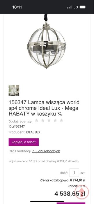 Lampa w stylu włoskim