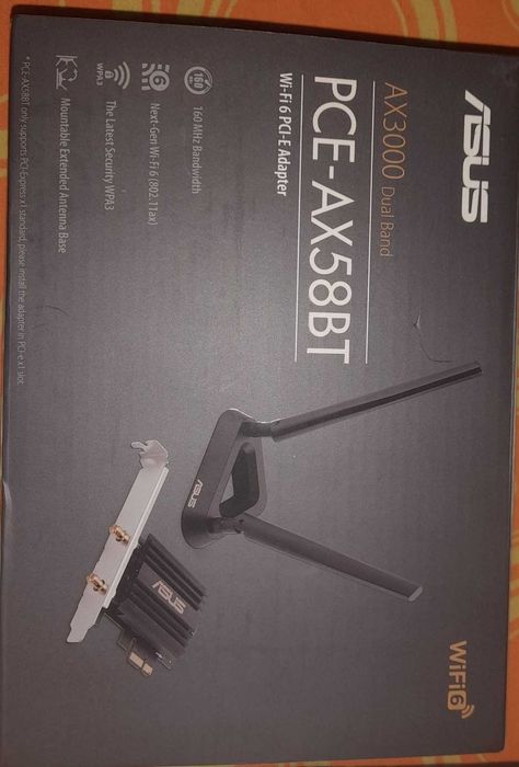 Wi-Fi 6 адаптер ASUS PCE-AX58BT AX3000 + Bluetooth (PCI-E)