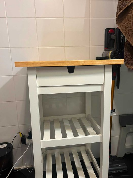 FÖRHÖJA Carrinho de cozinha, bétula/branco, 53x43 cm