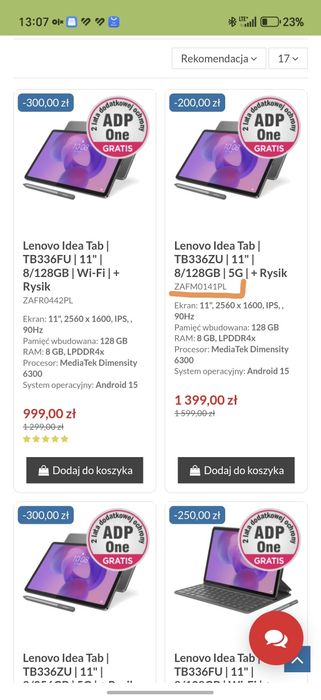 Tablet Lenovo Idea Tab 11 + rysik 8/128GB z modułem 5G LTE WiFi BT GPS