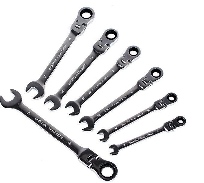 Набор рожково-накидных ключей с трещеткой на кардане 12 шт FALON-TECH