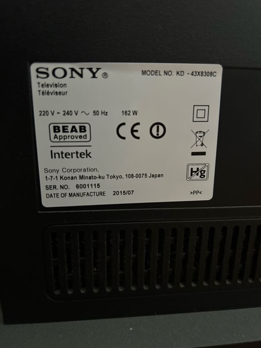 Smart TV Sony Android 4K 43  Polegadas