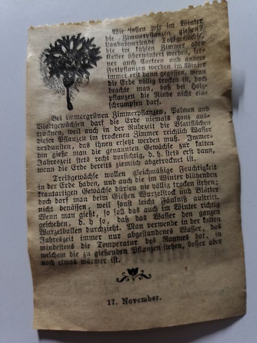 Stara kartka z kalendarza 1898 rok antyk