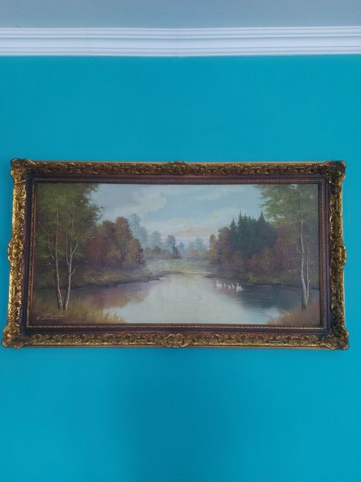 Obraz olejny z sygnatura 115x65 cm