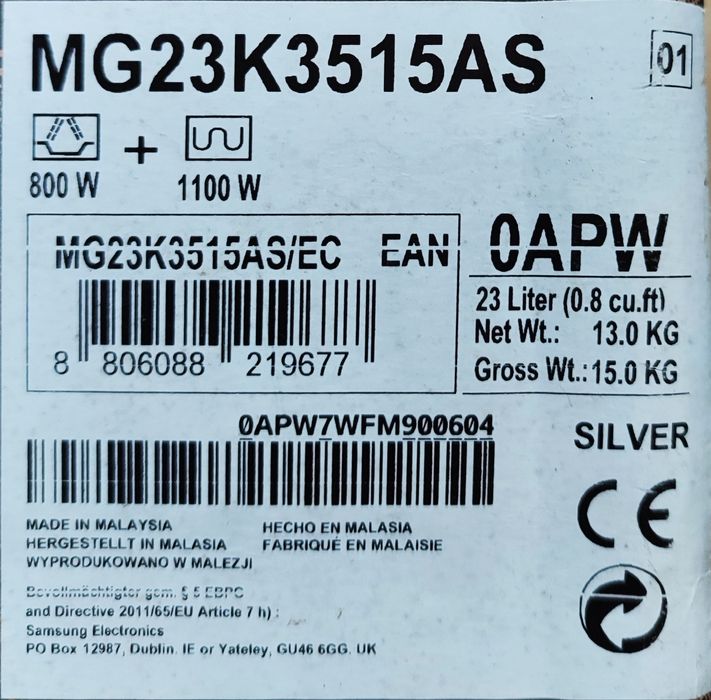 EXCELENTE Forno MICRO-ONDAS em Inox e com GRILL - Samsung