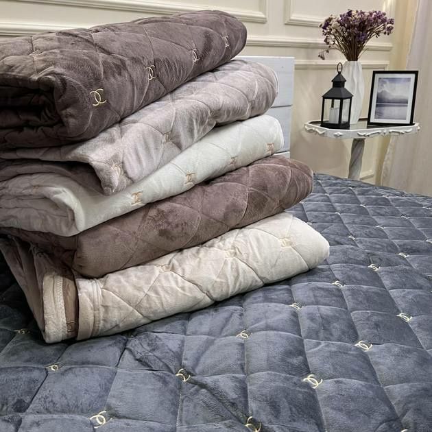 Велюрове покривало Шанель стьобане гарне і якісне, Плед покрывало Хит