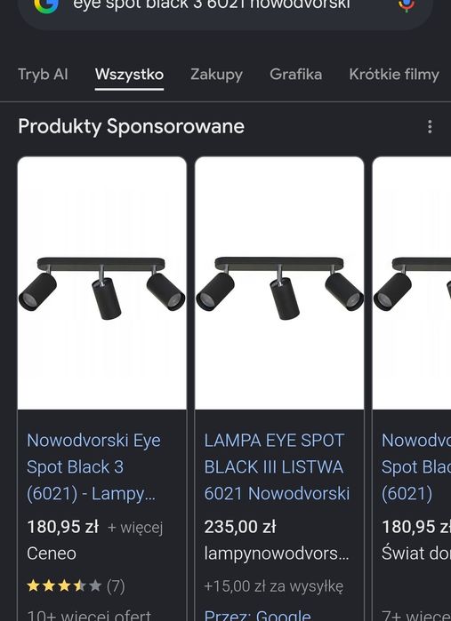 Lampa Eye Spot Black 3 6021 Nowodvorski Łódź