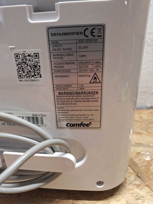 Osuszacz powietrza 20L / 24h Comfee Wi-Fi