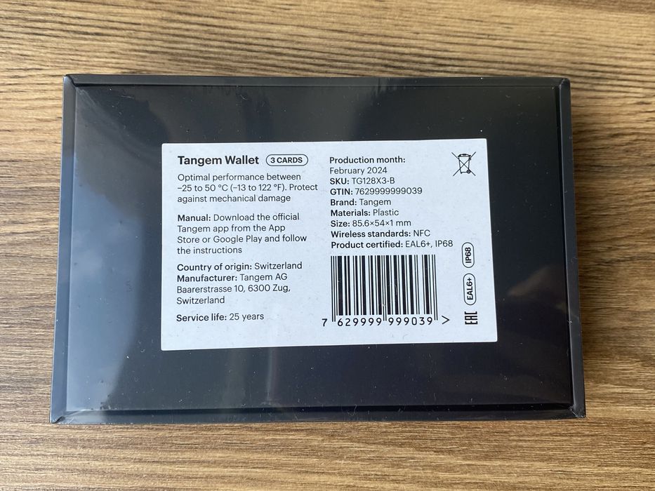 Крипто-кошелек Tangem 2.0 Wallet Black/Черный набор из 3 карт 2025 год