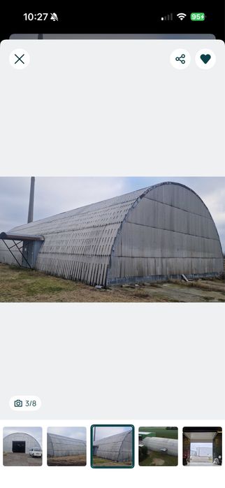 Hala łukowa 500m2 15x33 m ocieplona pokryta blacha aluminiowa