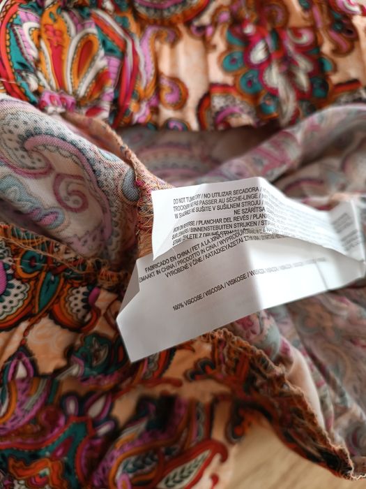 Czerwone wiskozowe spodnie materiałowe z prostymi nogawkami boho XL 42