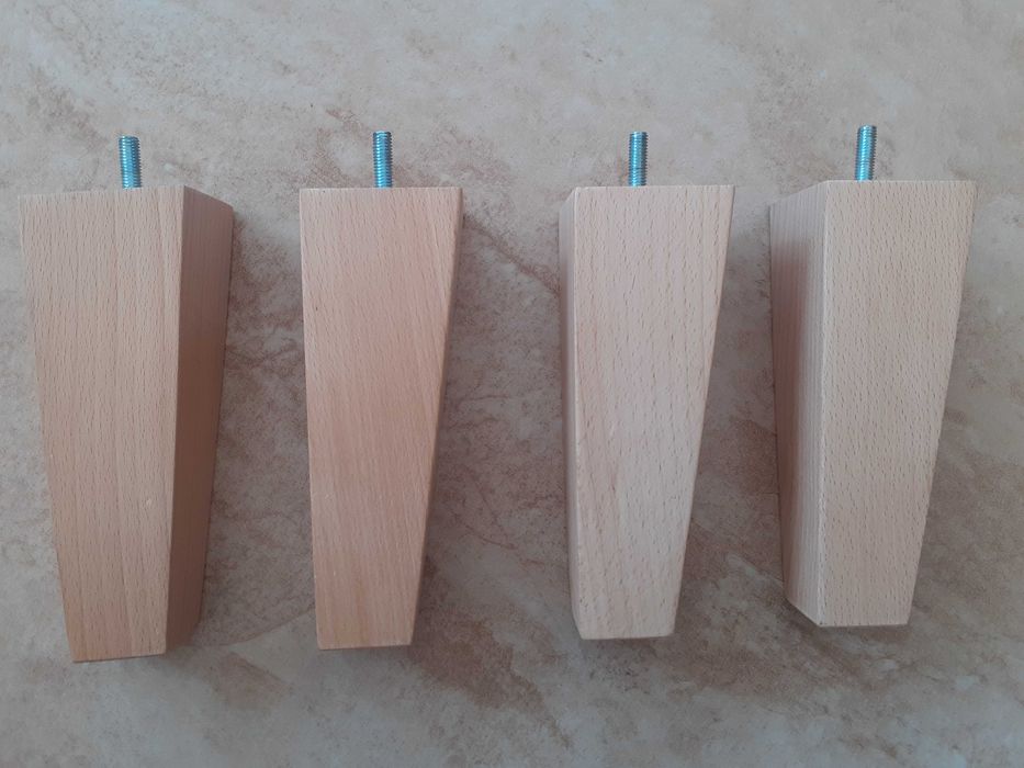 Nogi bukowe ukośne do mebli IKEA, przekrój kwadrat, wysokość 17 [cm]