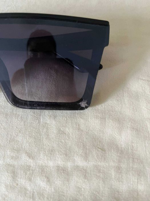 Óculos de sol quadrados oversize pretos Ray Ban, lentes degradê
