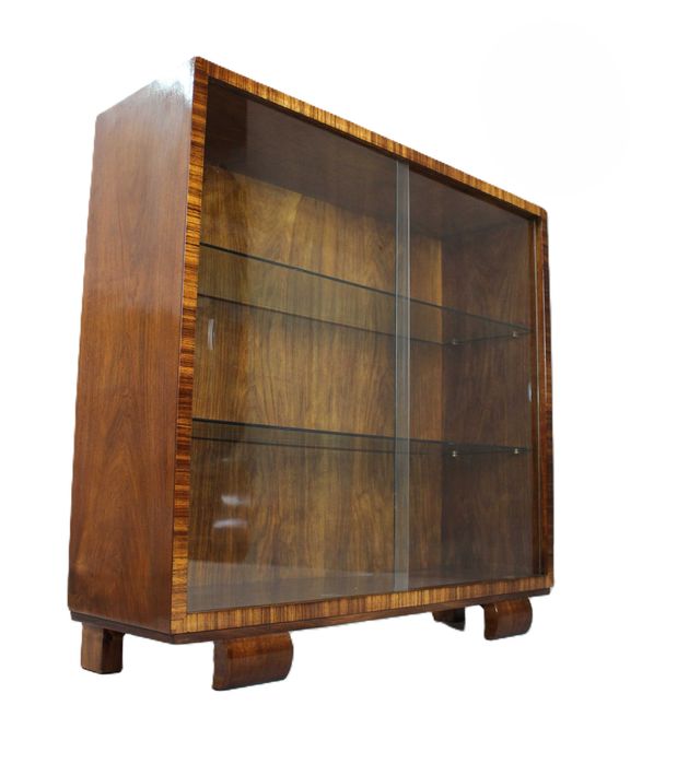 Witryna / bibloteczka stojąca art - deco w orzechu  po renowacji antyk