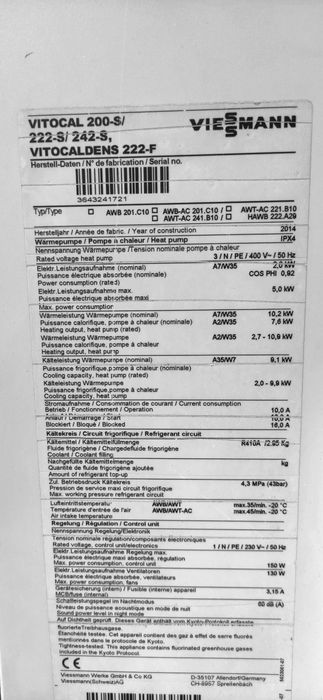 Pompa ciepła 10 KW VIESSMANN powietrze woda split inwerter