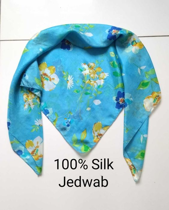 Chusta w kwiaty 100% Jedwab Silk Soie Seide