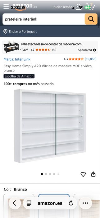 Vitrine Inter Link Madeira e Vidro