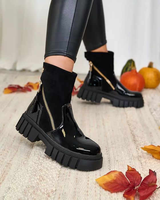 36 37 38 botki 39 40 41 trapery z ozdobnym zamkiem gruba podeszwa