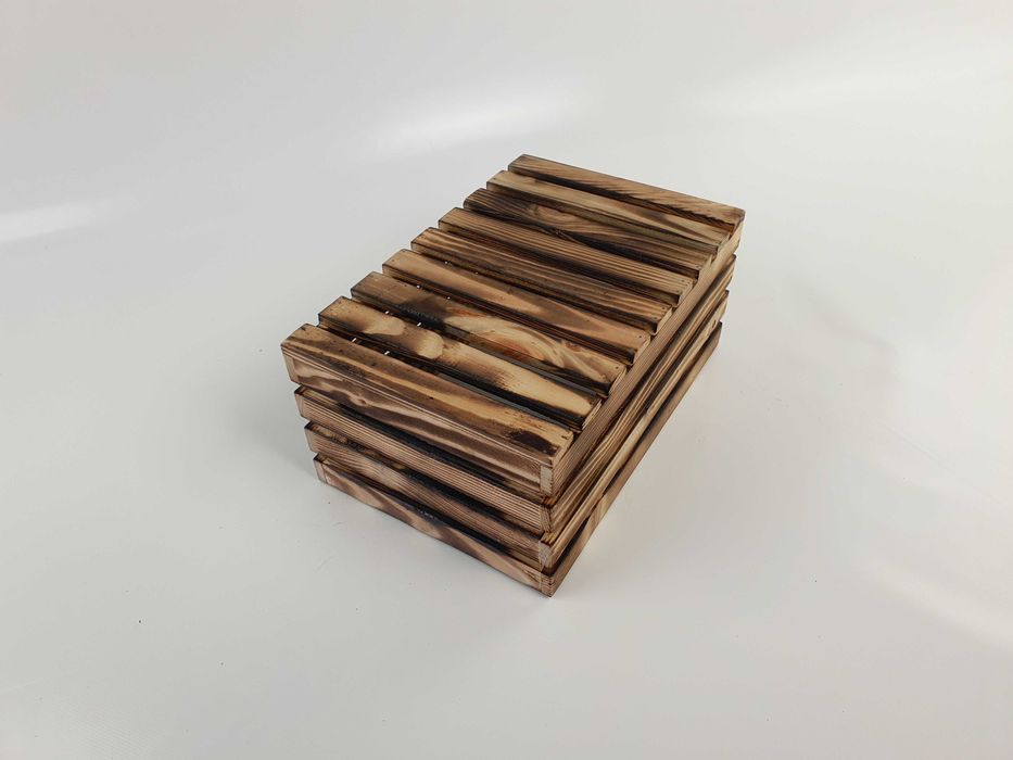 Skrzynka drewniana opalana PREMIUM półka dekoracyjna 30x20x13 rozm M