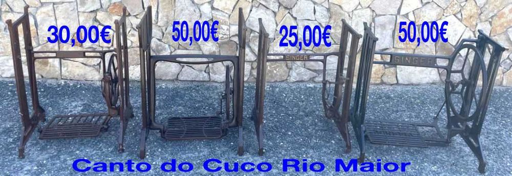 Bases de maquinas de costura antigas, mesas ou pernas