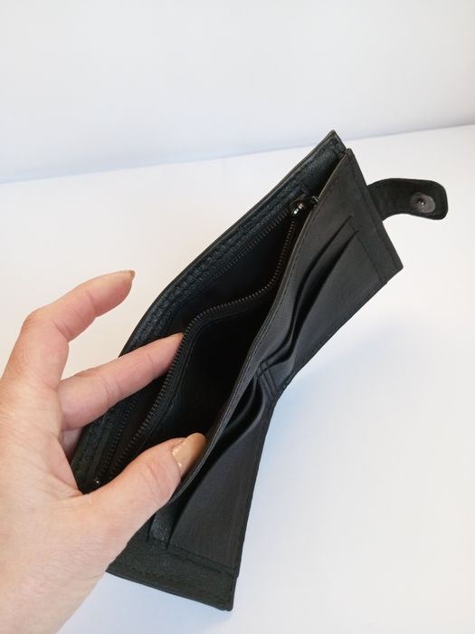 Кожаный мужской черный маленький кошелёк