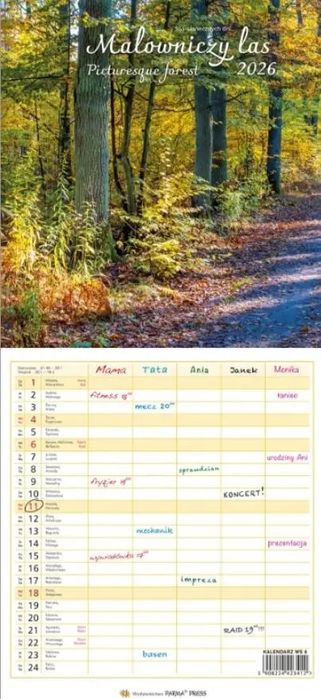 Kalendarz 2026 wieloplanszowy wąski - Malowniczy... Parma Press