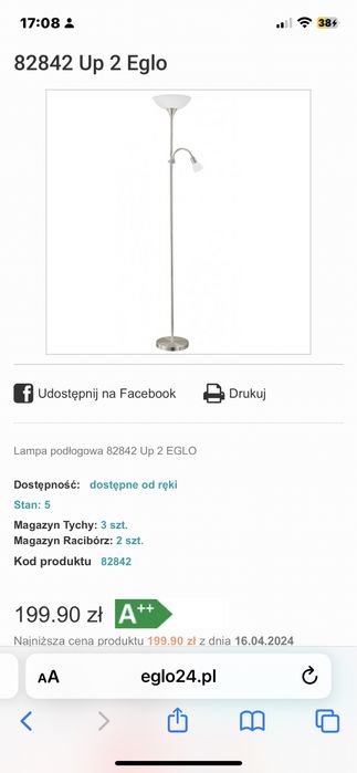 Lampa stojaca Eglo nowa