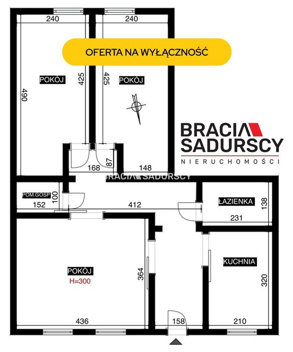 60,17 m² | 3 pokoje | Piwnica | Bezczynszowe